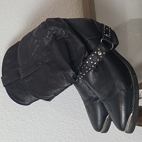 Shyanne black leather slouch cowboy boots size 9.5 - Picture 7 of 12